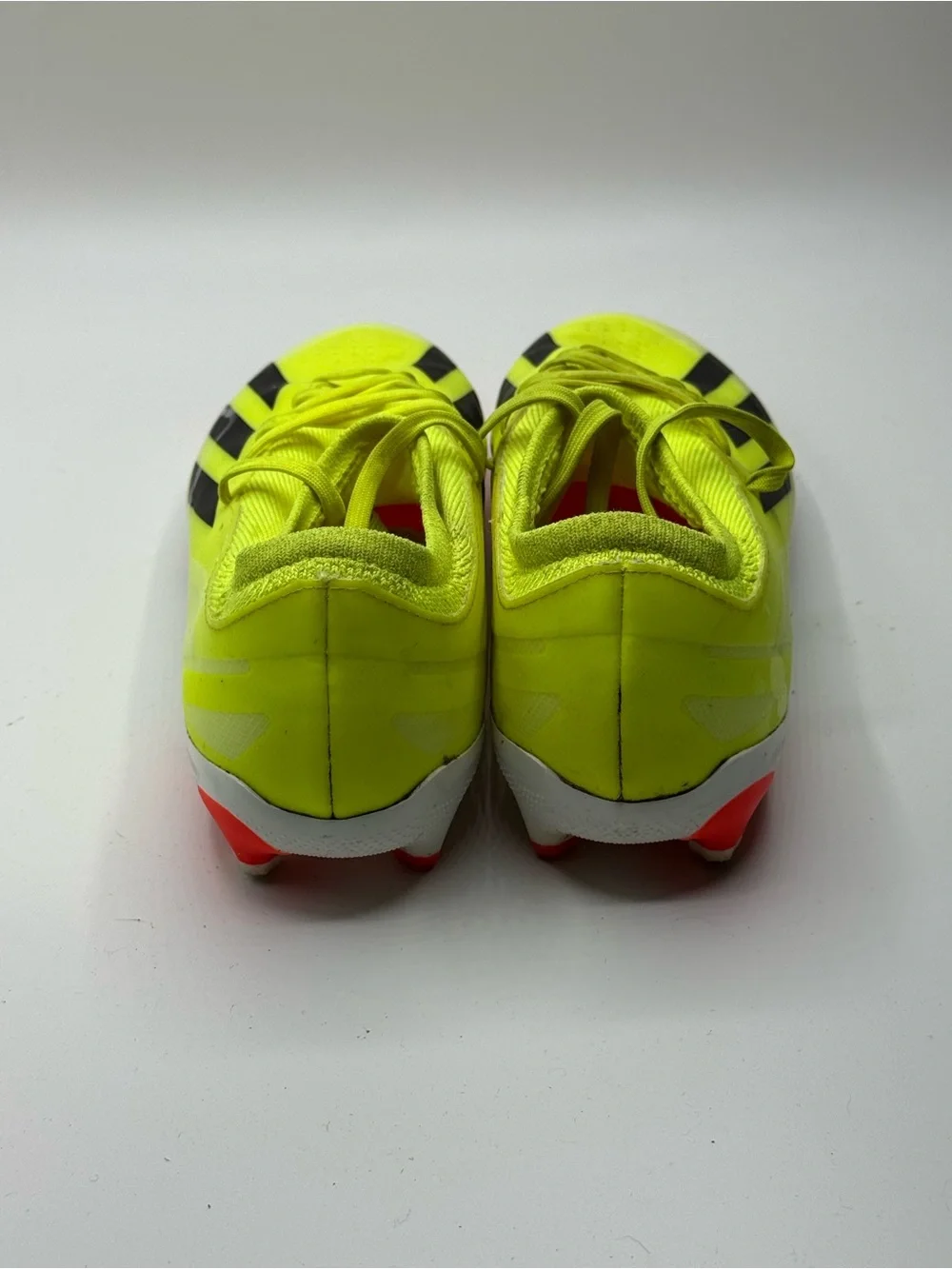 adidas Kids Neon Yellow Soccer Sneakers with Black Stripes